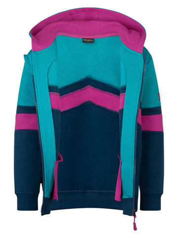 Trollkids Sweatjacke "Flekkefjord" in Dunkelblau/ Türkis