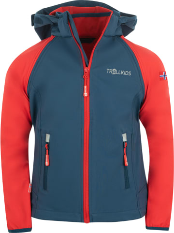 Trollkids Afritssoftshelljas "Rondane XT" donkerblauw/rood