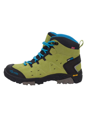 Trollkids Leren wandelboots "Trollsteinen Hiker Mid" groen