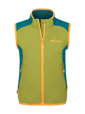 Trollkids Functionele bodywarmer "Balestrand" kaki/blauw/oranje