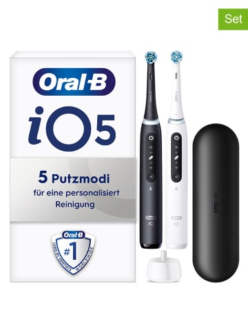 Oral-B 2tlg. Set: Elektr. Zahnbürsten "iO Series 5" in Weiß/ Schwarz