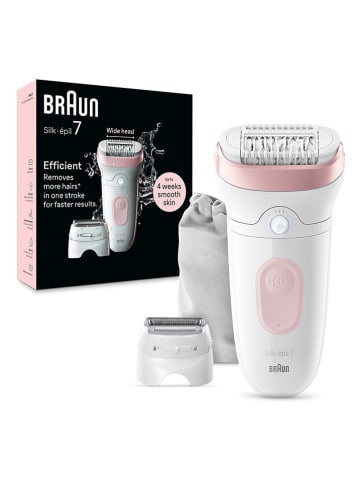 Braun Depilator "Silk-épil 7-030" w kolorze biało-jasnoróżowym