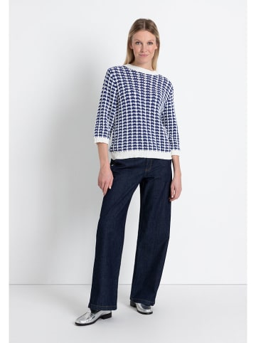 More & More Pullover in Weiß/ Dunkelblau