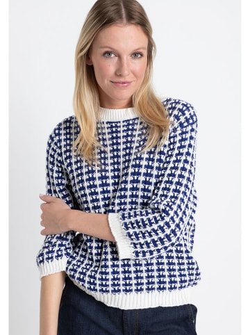 More & More Pullover in Weiß/ Dunkelblau