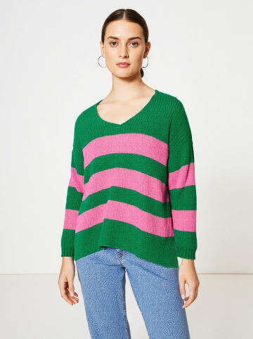 miss goodlife Pullover "Stripes" in Grün/ Pink