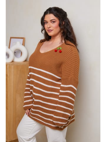 Curvy Lady Pullover in Hellbraun