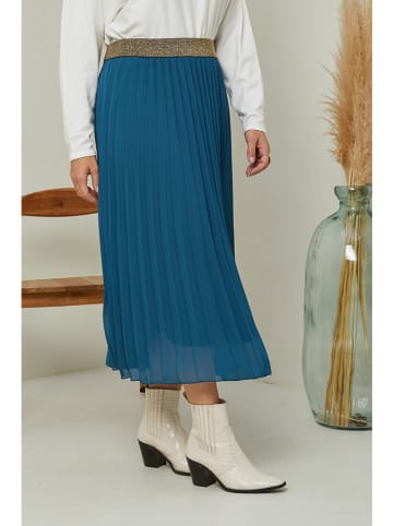 Curvy Lady Plissérok blauw