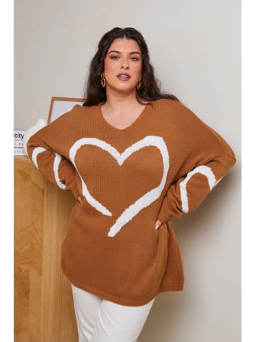 Curvy Lady Pullover in Hellbraun