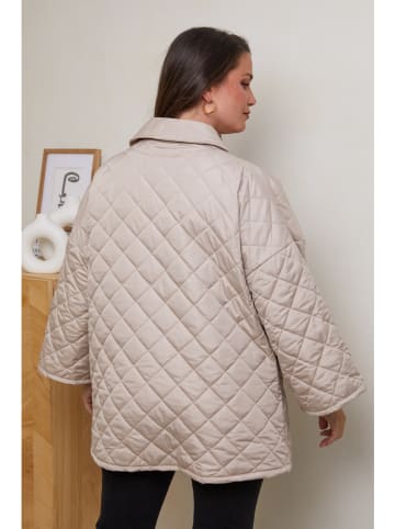 Curvy Lady Doorgestikte jas beige