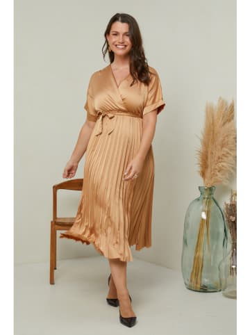 Curvy Lady Plisseekleid in Beige