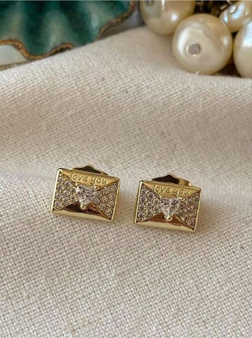 Luseera Vergulde oorstekers met edelstenen