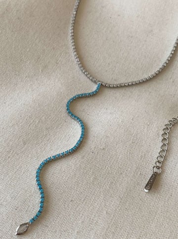 Luseera Weißvergold. Halskette mit Edelsteinen - (L)58 cm