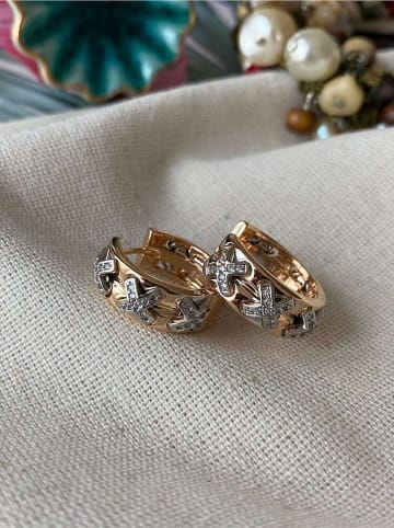 Luseera Pozłacane kolczyki-kreole z cyrkoniami