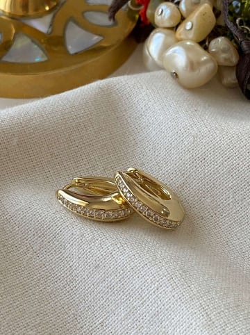 Luseera Pozłacane kolczyki-kreole z cyrkoniami