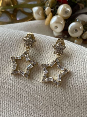 Luseera Pozłacane kolczyki-wkrętki z cyrkoniami