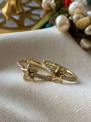 Luseera Vergold. Creolen mit Edelsteinen