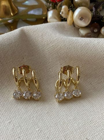 Luseera Vergulde oorstekers met edelstenen