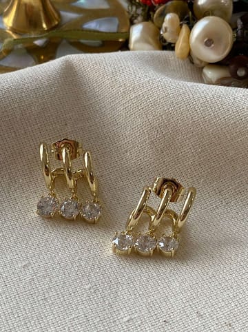 Luseera Vergulde oorstekers met edelstenen