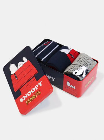 admas 3-delige set : sokken rood/donkerblauw