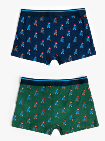 admas 2er-Set: Boxershorts in Grün/ Dunkelblau