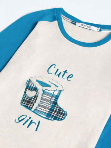 admas Pyjama blauw/beige