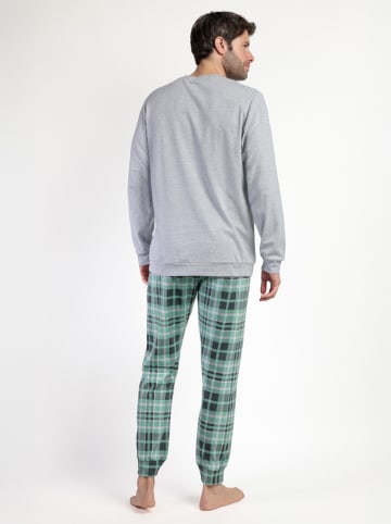 Lois Pyjama "Vintage Car" lichtgrijs/groen