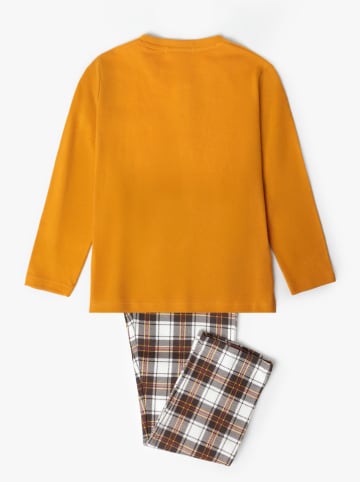 admas Pyjama "Admas" in Orange/ Braun