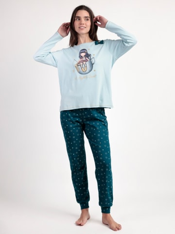 SANTORO London Pyjama "Santoro Gorjuss" in Hellblau/ Petrol