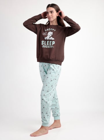 Peanuts Pyjama "Peanuts" donkerbruin/lichtgrijs