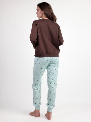 Peanuts Piżama "Peanuts" w kolorze ciemnobrązowo-jasnoszarym