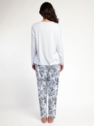 admas Pyjama "Toile De Jouy" wit/blauw