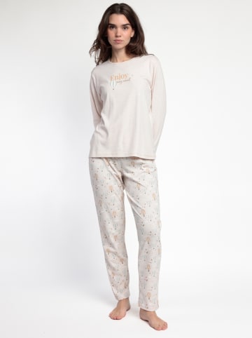 admas Pyjama "Enjoy Every Moment" in Creme