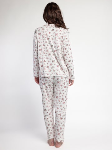 admas Pyjama "Dots & Flowers" wit/roze