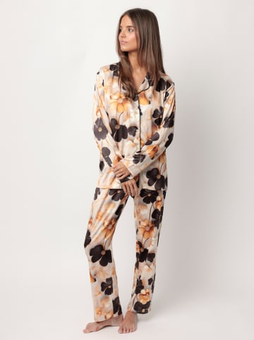 admas Pyjama "Admas Luxury" lichtbruin/zwart