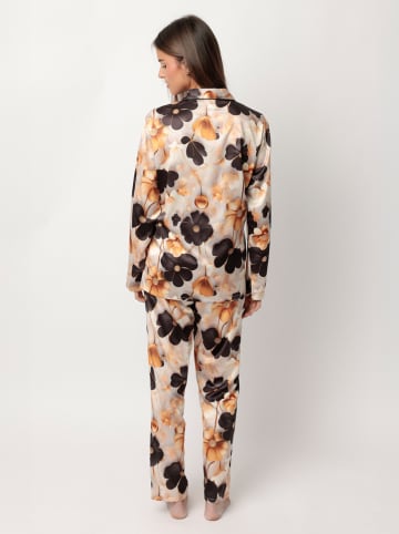 admas Pyjama "Admas Luxury" lichtbruin/zwart