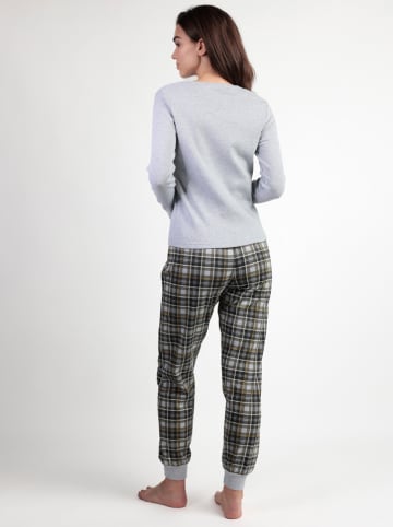 admas Piżama "Never Give Up" w kolorze jasnoszaro-czarnym