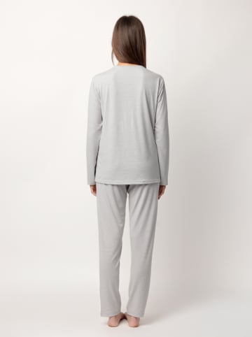 admas Pyjama "Sleep Is My Superpower" in Hellgrau