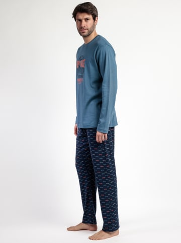 admas Pyjama "Road race" blauw/donkerblauw