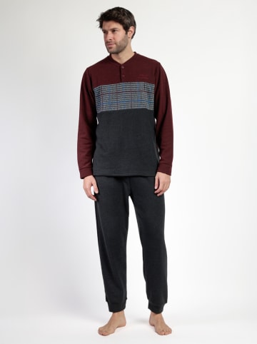 admas Pyjama "Magnific" in Bordeaux/ Schwarz
