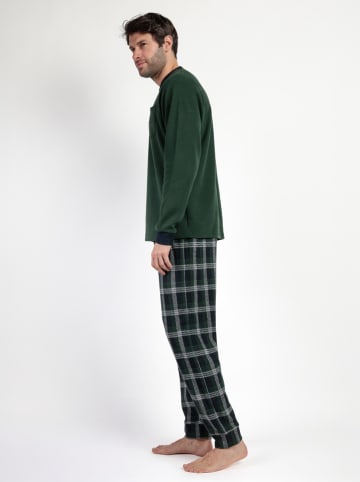 admas Pyjama "Magnific" in Dunkelgrün/ Dunkelblau