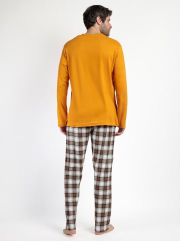 admas Pyjama "Admas" in Orange/ Schwarz