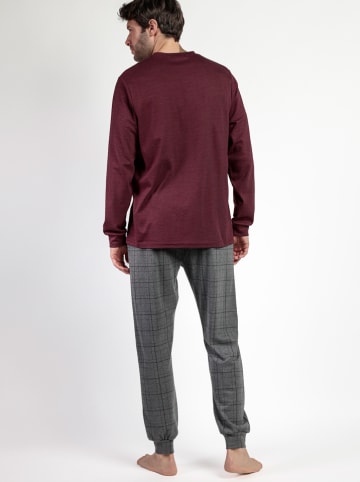 admas Pyjama "Stay at home" bordeaux/zwart