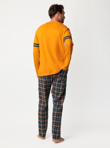 Paddington Pyjama "Peanuts" oranje/donkerblauw