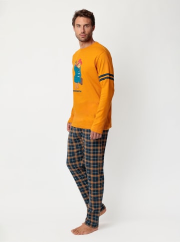 Paddington Pyjama "Peanuts" in Orange/ Dunkelblau