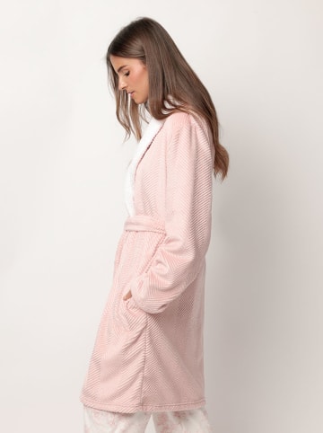 admas Bademantel in Weiß/ Rosa