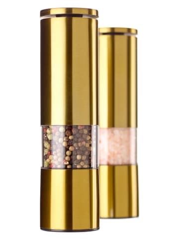 Echtwerk 2-delige set: zout- & pepermolen goudkleurig - (H)18,7 x Ø 5 cm