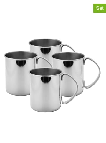 Echtwerk Kubki (4 szt.) "Moscow Mule" w kolorze srebrnym do koktajli - 1 l