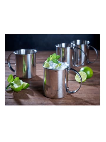 Echtwerk Kubki (4 szt.) "Moscow Mule" w kolorze srebrnym do koktajli - 1 l