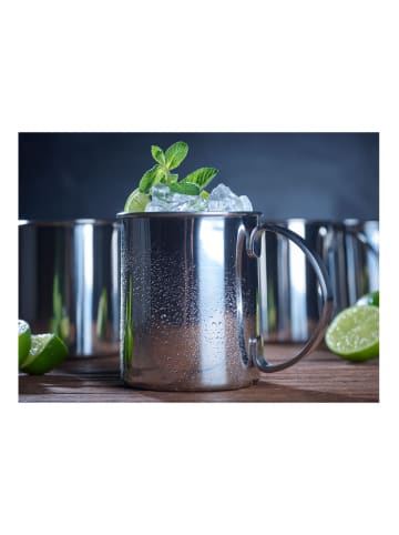Echtwerk 4er-Set: Cocktail-Becher ''Moscow Mule'' in Silber - 1 l