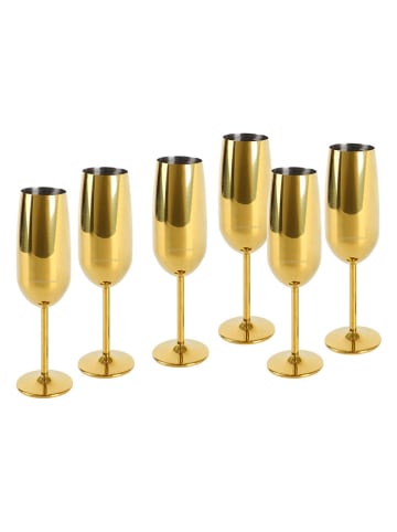 Echtwerk 6-delige set: champagneglazen goudkleurig - 250 ml